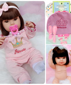 Bebê Tipo Reborn Boneca Cabelos Castanhos + Enxoval Completo
