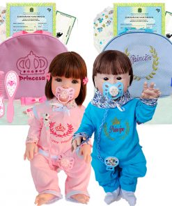 2 Bebes Reborn Casal Gemeos 100% Silicone Menino Menina Bolsa Acessórios